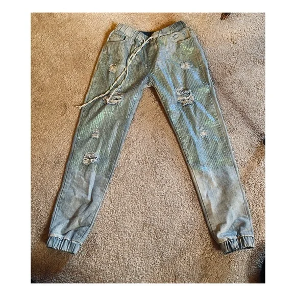 Sequins Jeans Joggers - Picture 2 of 4